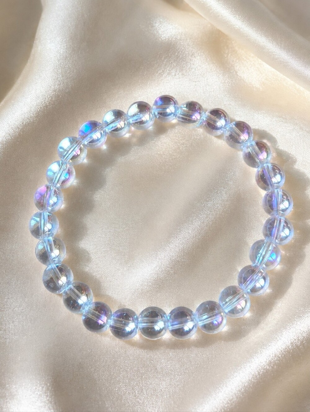 Angel Aura Quartz Beaded Stretch Bracelet | Handmade